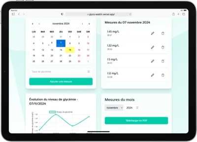 Capture d'écran du projet GlycoWatch